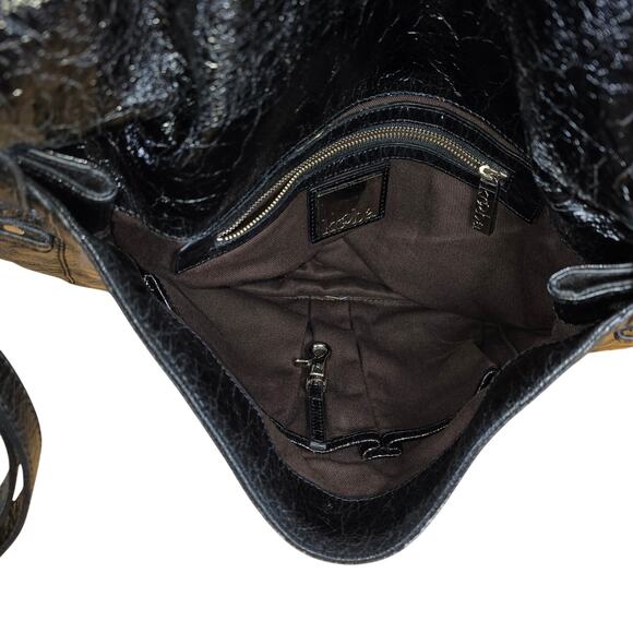 Black Original Large Kooba Black Patent Leather Messenger/Crossbody/Computer Bag - Picture 5 of 7